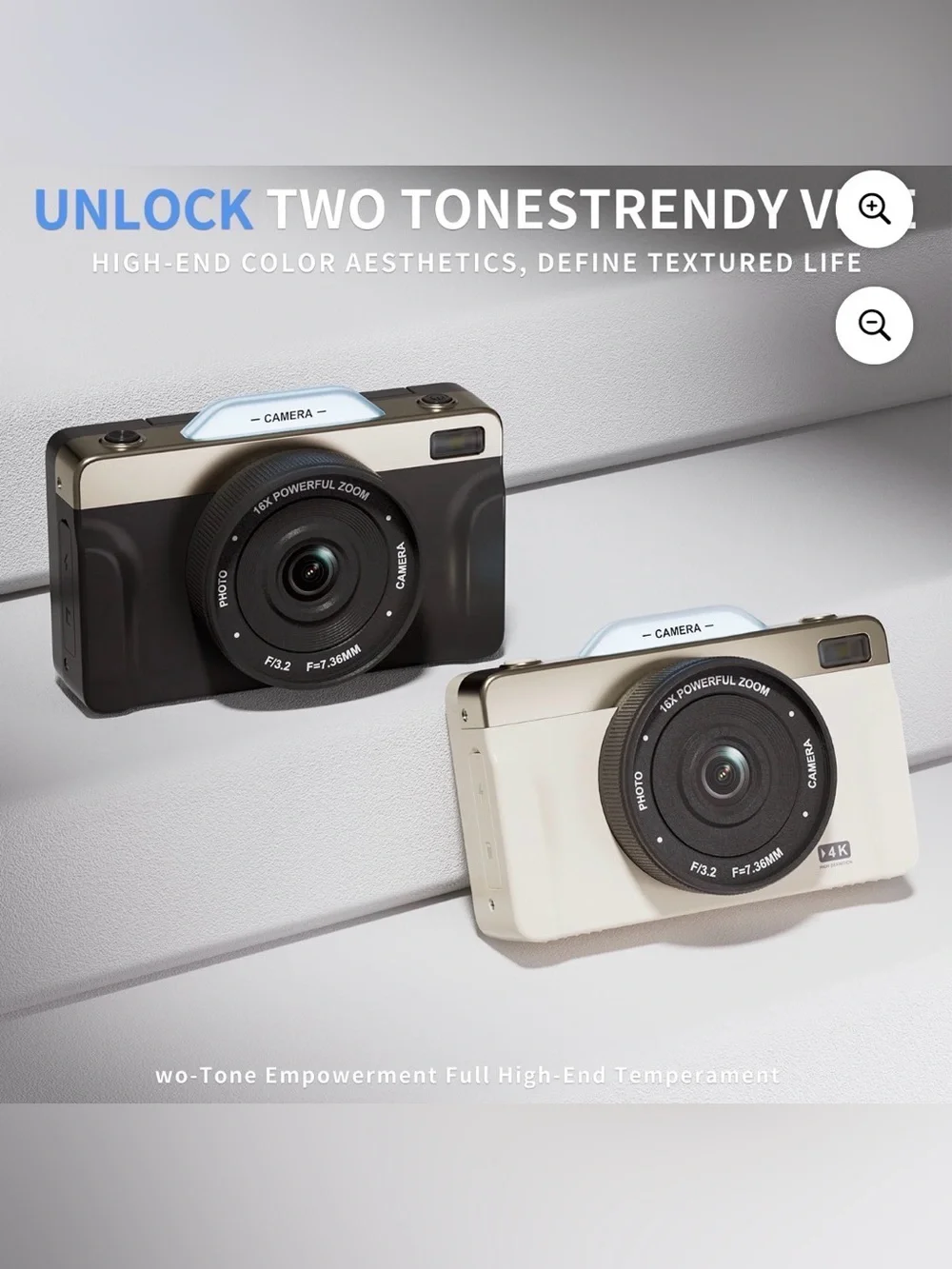 4K Digital Camera with 16X Zoom Anti Shake, 3